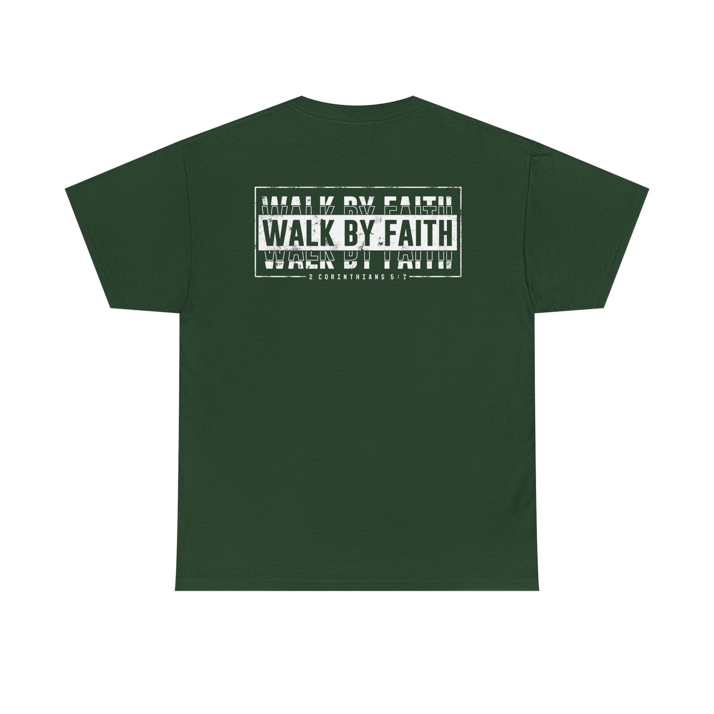 Walk by Faith T-Shirt – Unisex Heavy Cotton Christian Graphic Tee, Inspirational Faith-Based Shirt, Casual Streetwear & Summer Gift
