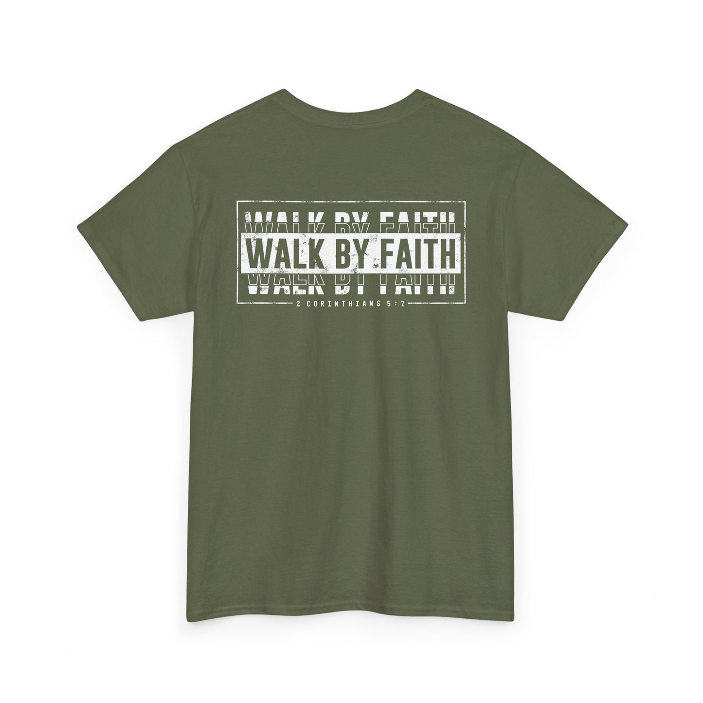 Walk by Faith T-Shirt – Unisex Heavy Cotton Christian Graphic Tee, Inspirational Faith-Based Shirt, Casual Streetwear & Summer Gift