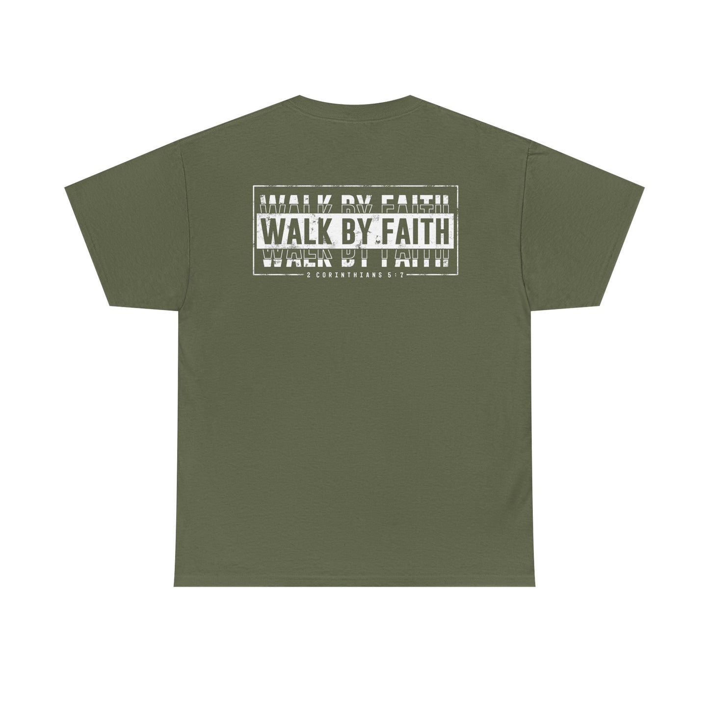 Walk by Faith T-Shirt – Unisex Heavy Cotton Christian Graphic Tee, Inspirational Faith-Based Shirt, Casual Streetwear & Summer Gift