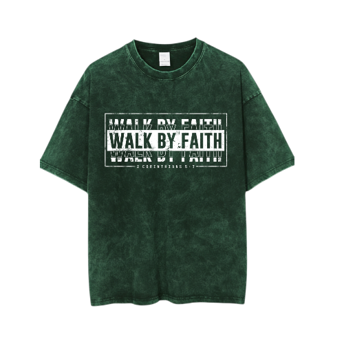 Walk by Faith T-Shirt – Unisex Heavy Cotton Christian Graphic Tee, Inspirational Faith-Based Shirt, Casual Streetwear & Summer Gift