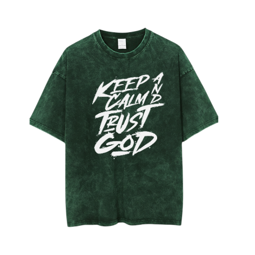 Keep Calm and Trust God T-Shirt – Unisex Heavy Cotton Graphic Tee, Christian Faith Shirt, Casual Streetwear & Summer Gift